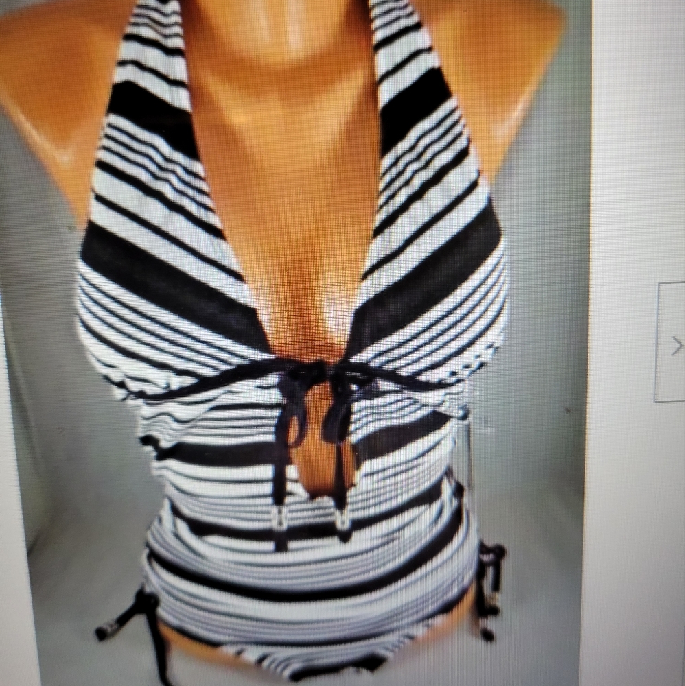 Womens Marilyn Monroe 1 Pc Swimsuit White Black Stripes